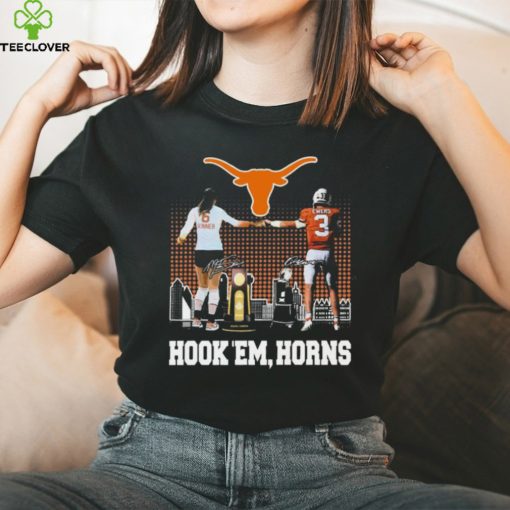 Official Madisen Skinner And Quinn Ewers Texas Hook ‘Em, Horns Signatures Shirt