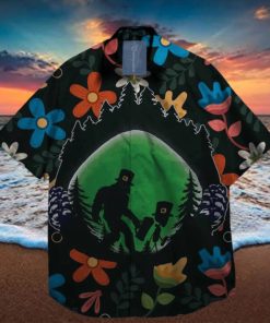 bigfoot alein on st patrick day hawaiian shirt
