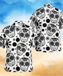 black white art skull trending hawaiian shirt