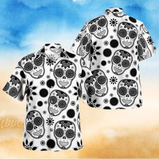 black white art skull trending hawaiian hoodie, sweater, longsleeve, shirt v-neck, t-shirt