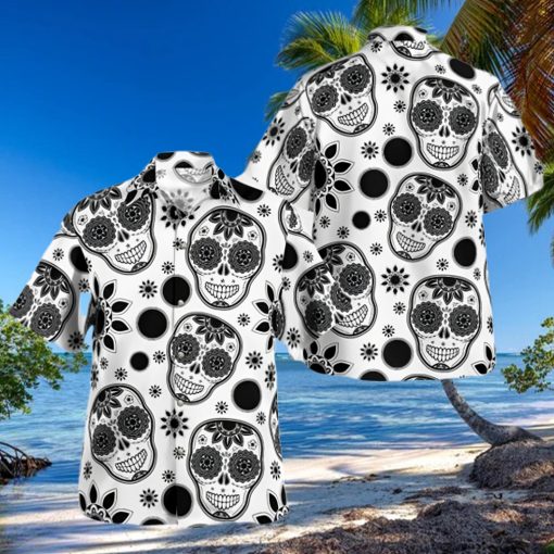 black white art skull trending hawaiian hoodie, sweater, longsleeve, shirt v-neck, t-shirt