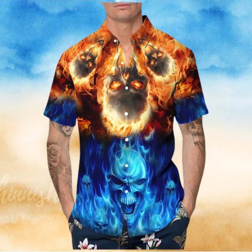 blue fire skull hawaiian hoodie, sweater, longsleeve, shirt v-neck, t-shirt