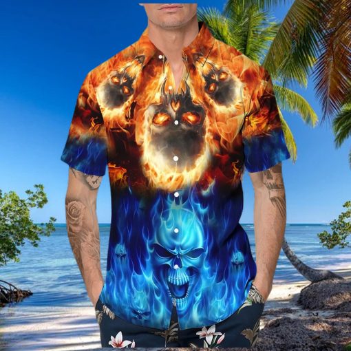 blue fire skull hawaiian hoodie, sweater, longsleeve, shirt v-neck, t-shirt