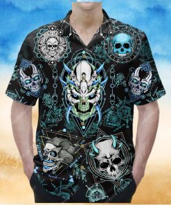 blue geometric skull unisex hawaiian shirt