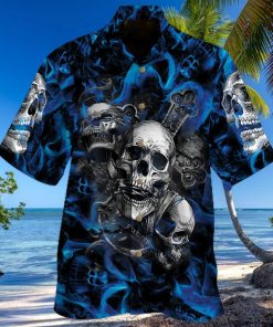 blue skull hawaiian hoodie, sweater, longsleeve, shirt v-neck, t-shirt