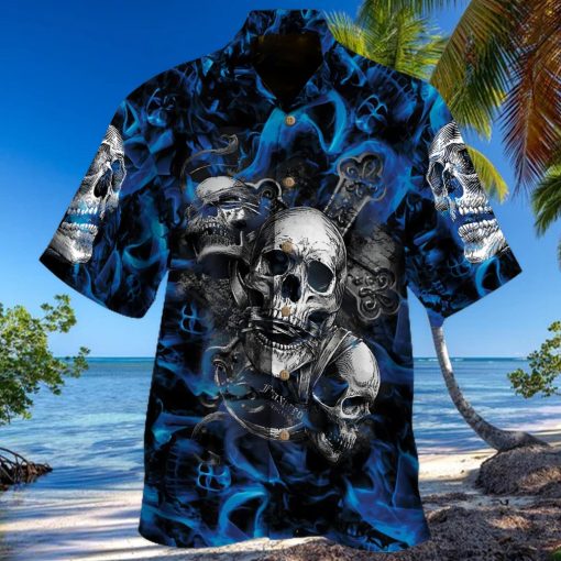 blue skull hawaiian hoodie, sweater, longsleeve, shirt v-neck, t-shirt