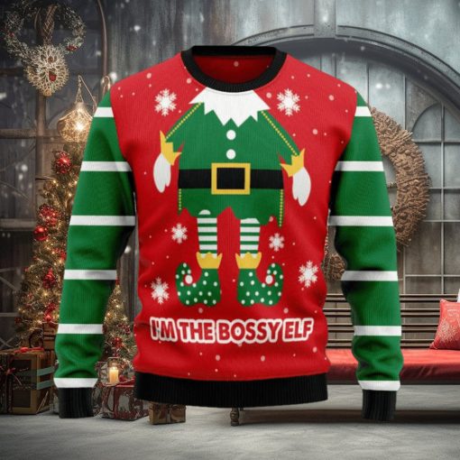 bossy elf knitted ugly xmas sweater 0gxym