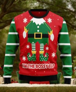 bossy elf knitted ugly xmas sweater 0gxym