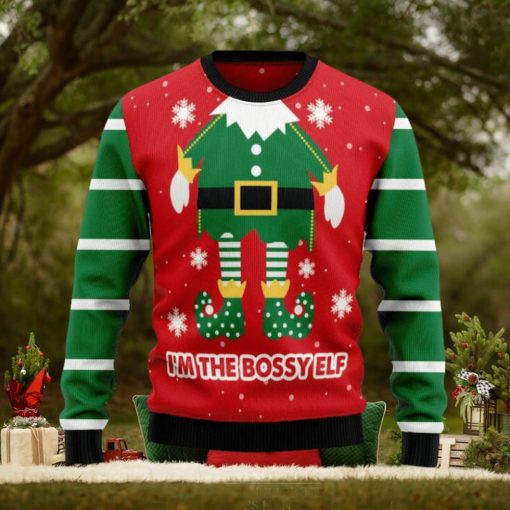 bossy elf knitted ugly xmas sweater 0gxym