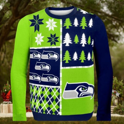 Seattle Seahawks Busy Block Nfl Ugly Christmas Sweaters