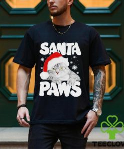 Cat hat santa santa paws merry christmas shirt