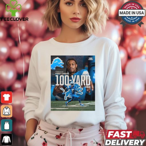 Poster Detroit Lions WR Jameson Williams First Career 100 Yard Game t shirt