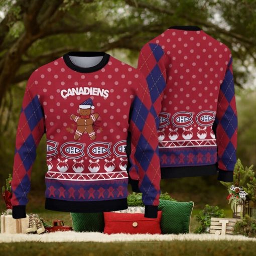 Montreal Canadiens Fans Gingerbread Man Ugly Christmas Sweater Gift