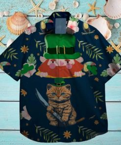 cats and shamrock at st patrick day hawaiian shirt designer