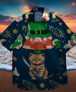 cats and shamrock at st patrick day hawaiian shirt designer
