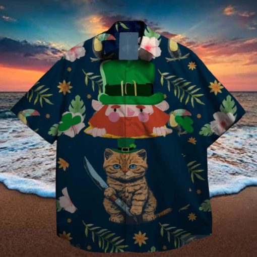cats and shamrock at st patrick day hawaiian shirt designer