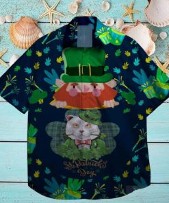 cats and shamrock at st patrick day hawaiian shirt