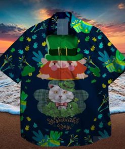 cats and shamrock at st patrick day hawaiian shirt
