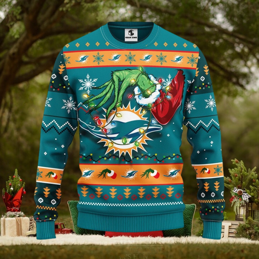 Miami Dolphins Grinch Christmas Ugly Sweater Miami Dolphins Grinch Christmas Ugly Sweater