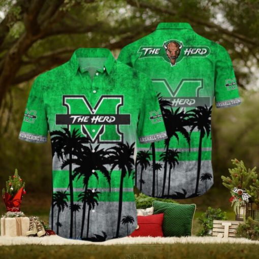 Marshall Thundering Herd Logo Coconut Tropical Hawaiian Shirt Beach Gift For Fans