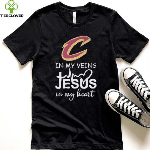 cleveland cavaliers in my veins jesus in my heart hoodie, sweater, longsleeve, shirt v-neck, t-shirt Shirt