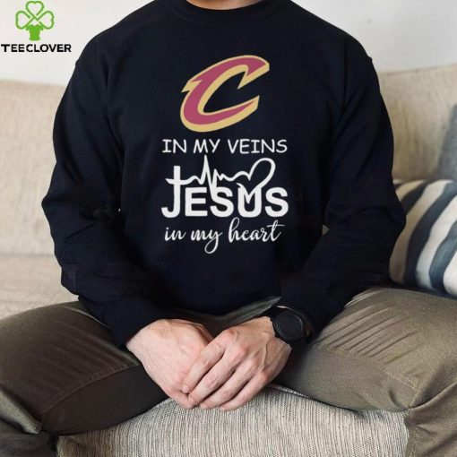 cleveland cavaliers in my veins jesus in my heart hoodie, sweater, longsleeve, shirt v-neck, t-shirt Shirt