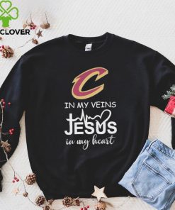 cleveland cavaliers in my veins jesus in my heart hoodie, sweater, longsleeve, shirt v-neck, t-shirt Shirt