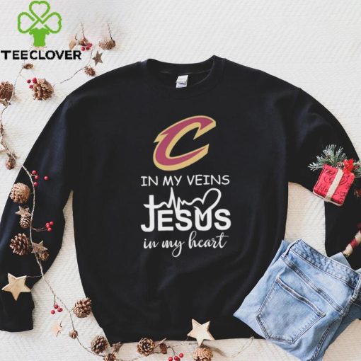 cleveland cavaliers in my veins jesus in my heart hoodie, sweater, longsleeve, shirt v-neck, t-shirt Shirt