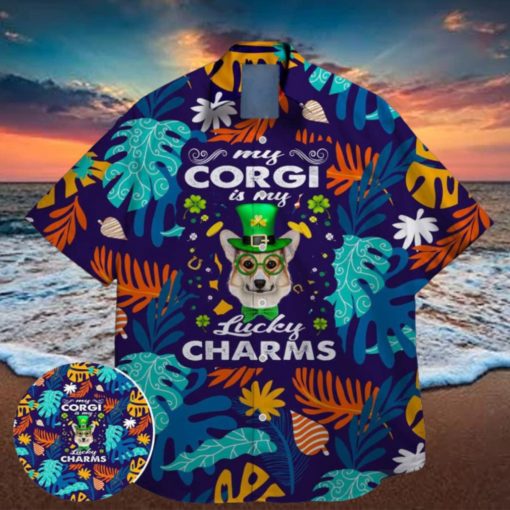 corgi are lucky charm green shamrock bigfoot st paddys vibes on st patrick day hawaiian shirt limited edition