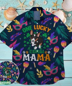 corgi mama funny charm green shamrock bigfoot st paddys vibes on st patrick day hawaiian shirt