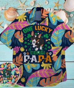 corgi papa funny charm green shamrock bigfoot st paddys vibes on st patrick day hawaiian shirt