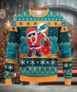 NFL Fans Miami Dolphins Dabbing Santa Claus Christmas Ugly Sweater For Men Women