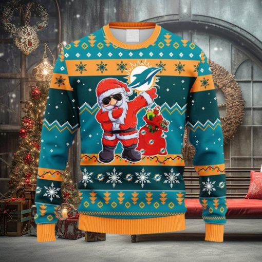 NFL Fans Miami Dolphins Dabbing Santa Claus Christmas Ugly Sweater For Men Women
