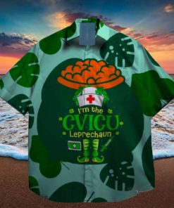 cvicu lucky shamrock leprechaun st patrick day hawaiian shirt