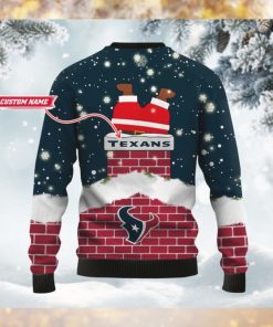 Houston Texans NFL Football Team Logo Symbol Santa Claus Custom Name Personalized 3D Ugly Christmas Sweater Shirt For Men And Women On Xmas Days