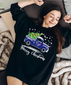 Houston Texans Car With Christmas Tree Merry Christmas Shirt
