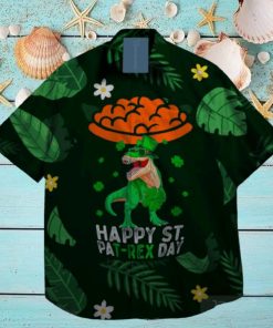 dinosaur lucky shamrock leprechaun st patrick day hawaiian shirt