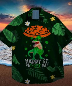 dinosaur lucky shamrock leprechaun st patrick day hawaiian shirt