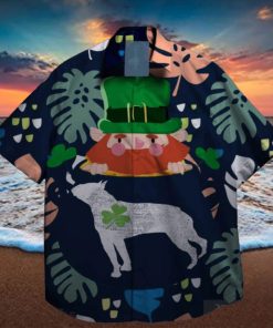 dogs and shamrock at st patrick day hawaiian shirt floral