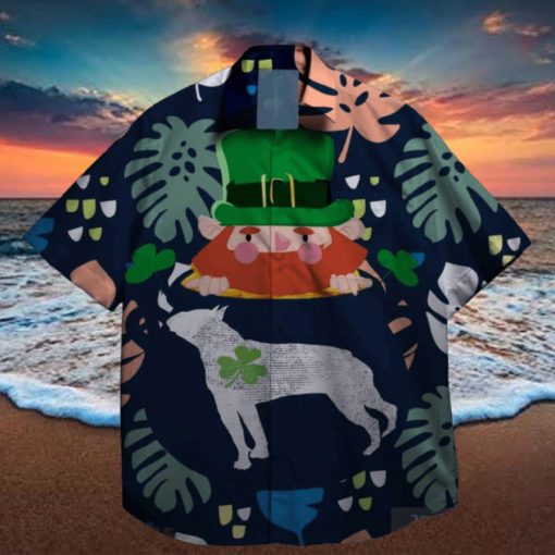 dogs and shamrock at st patrick day hawaiian shirt floral