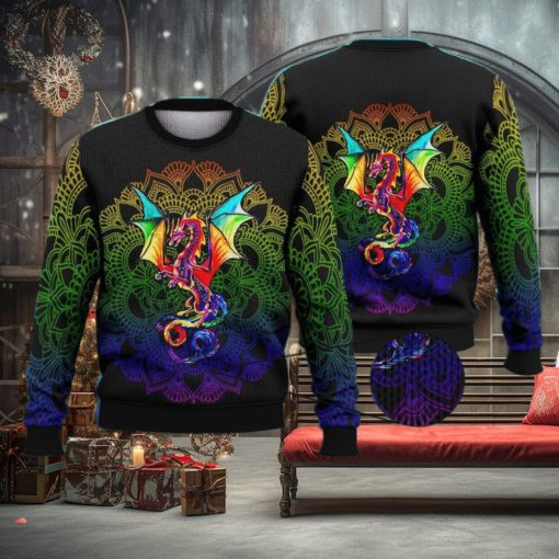 dragon rainbow trending shirts for friends 3d ugly sweater christmas gift sweater