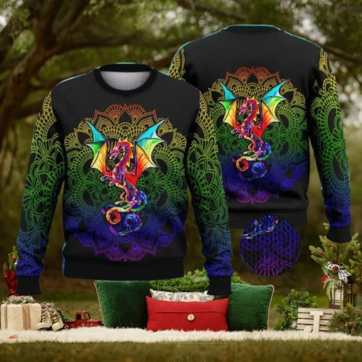 dragon rainbow trending shirts for friends 3d ugly sweater christmas gift sweater