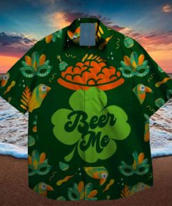 drink beer lucky leprechaun st patrick day hawaiian shirt designer