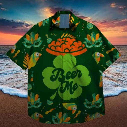 drink beer lucky leprechaun st patrick day hawaiian shirt designer