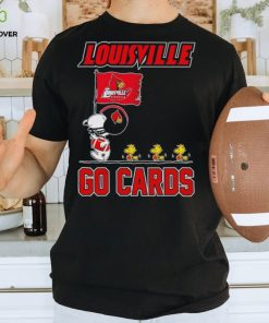 Snoopy and Woodstock holding flag Louisville go Cards hoodie, sweater, longsleeve, shirt v-neck, t-shirt