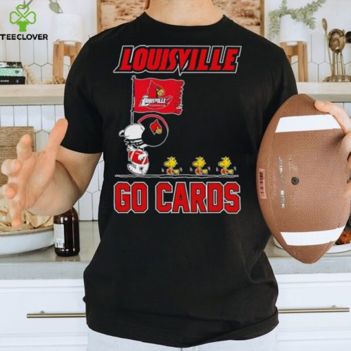 Snoopy and Woodstock holding flag Louisville go Cards hoodie, sweater, longsleeve, shirt v-neck, t-shirt