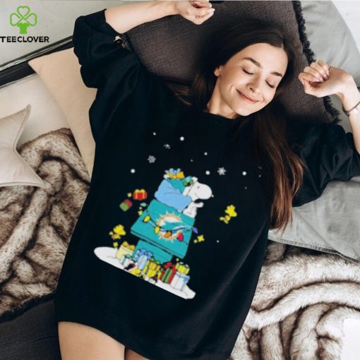 Miami Dolphins Santa Snoopy Wish You A Merry Christmas Shirt