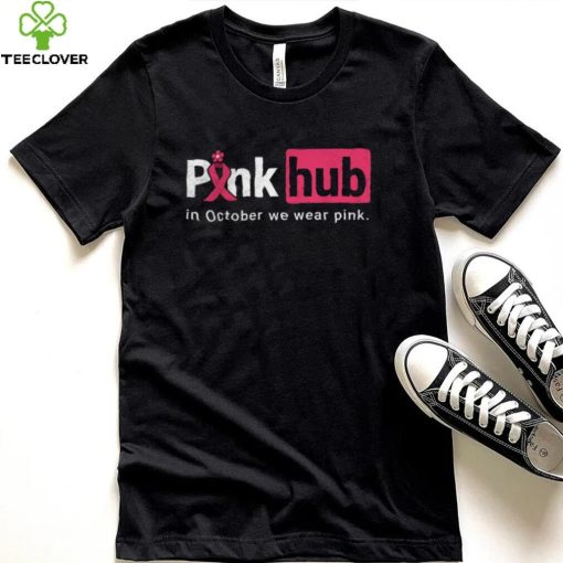 In October We Wear Pink Ribbon Funny Breast Cancer Awareness T Shirt