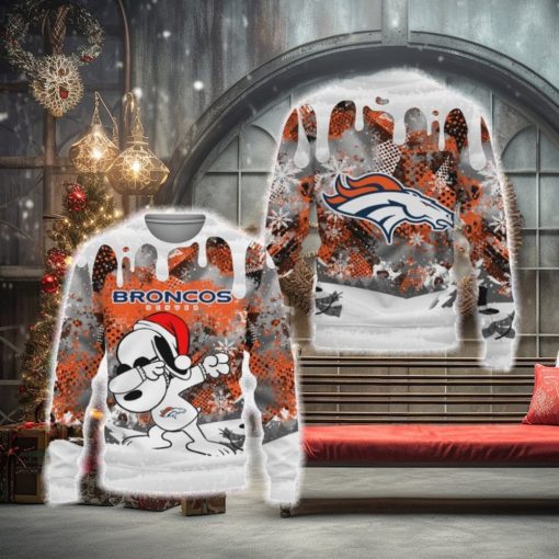 enver Broncos Snoopy Dabbing The Peanuts Sports Football Merry Christmas 3D Sweater For Fans Gifts Unisex