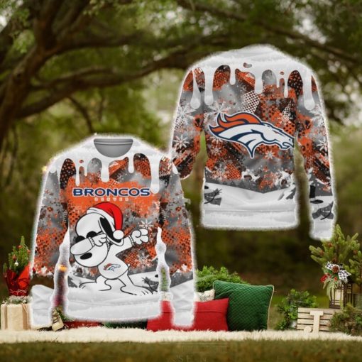 enver Broncos Snoopy Dabbing The Peanuts Sports Football Merry Christmas 3D Sweater For Fans Gifts Unisex
